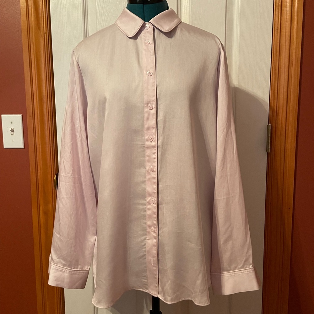 Darling Soft Pink Button Down With Piping And Tag… - image 1